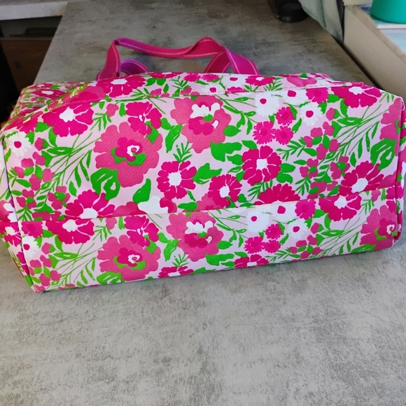Lilly Pulitzer Cooler Tote Bag Large Pink Floral Insulated Beach Picnic Zip Up - Picture 9 of 11